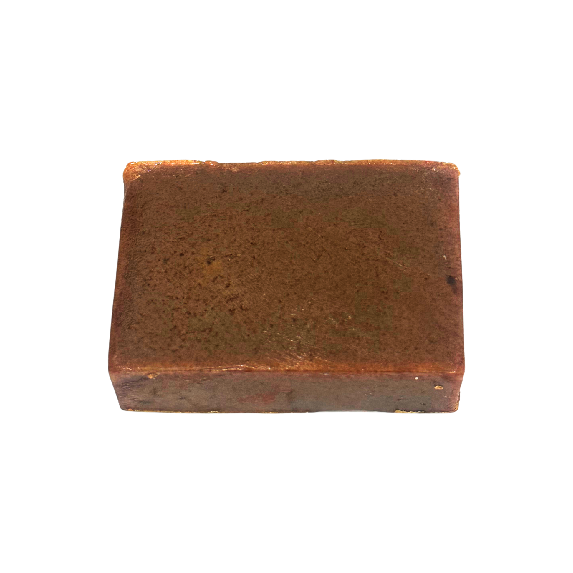 Rectangular brown bar of soap on a white background