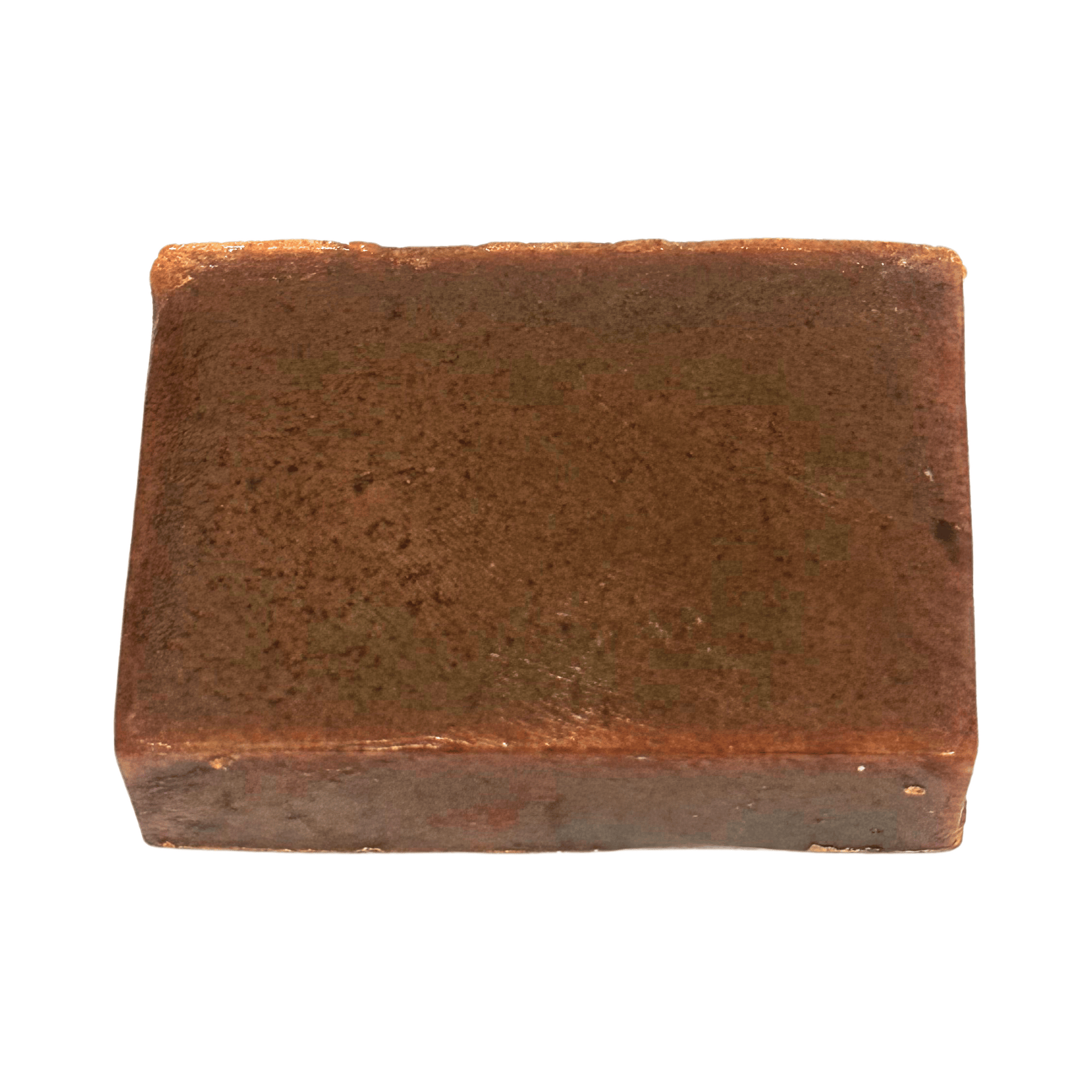 Rectangular brown bar of soap on a white background