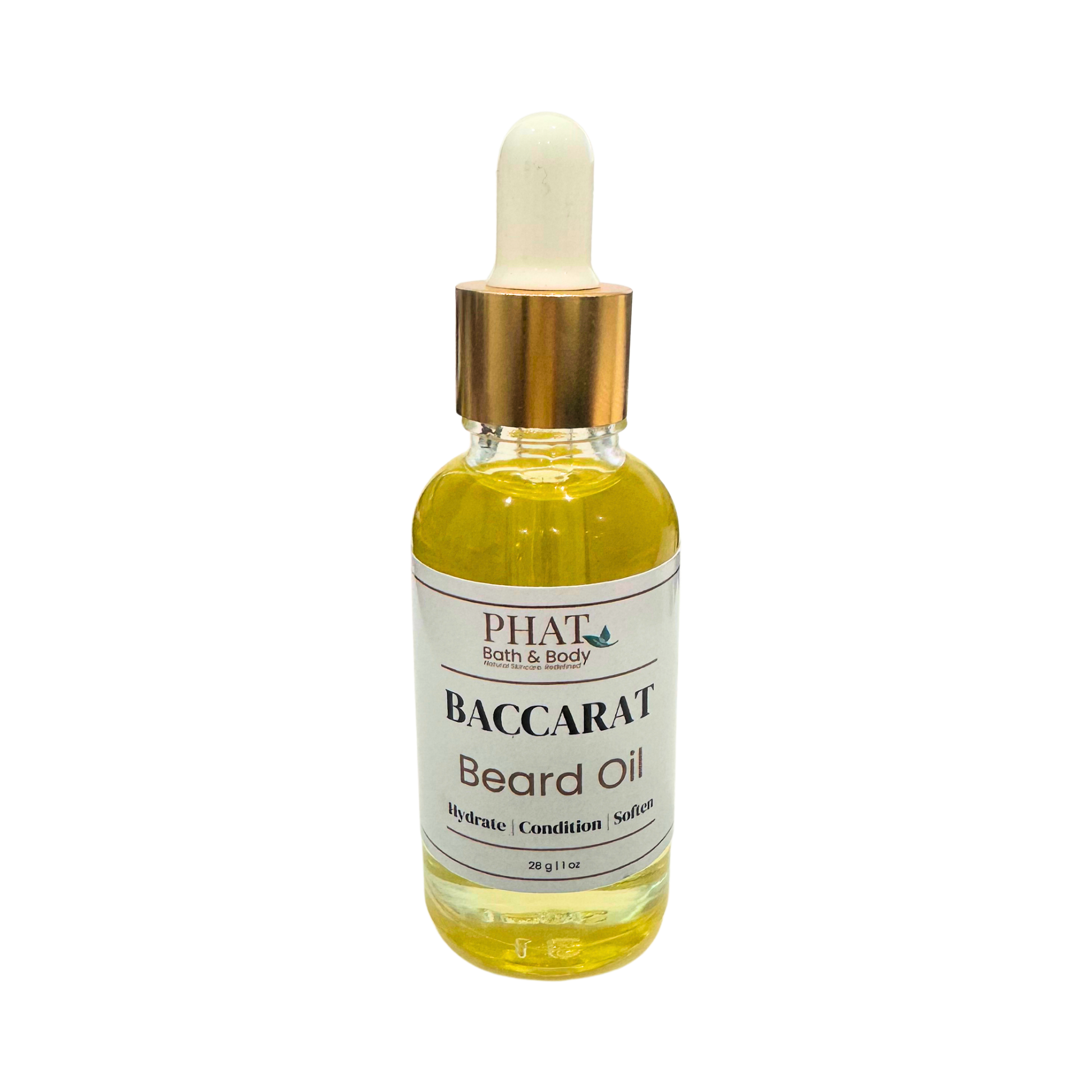 Baccarat Beard Oil bottle with dropper on a white background