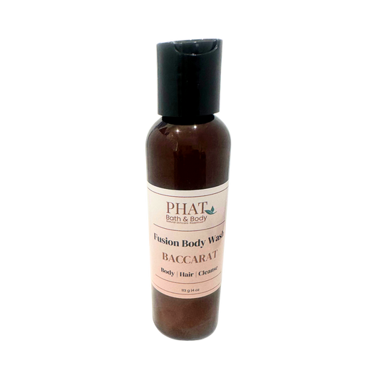 Bottle of Phat Bath & Body Fusion Body Wash in Baccarat on a white background