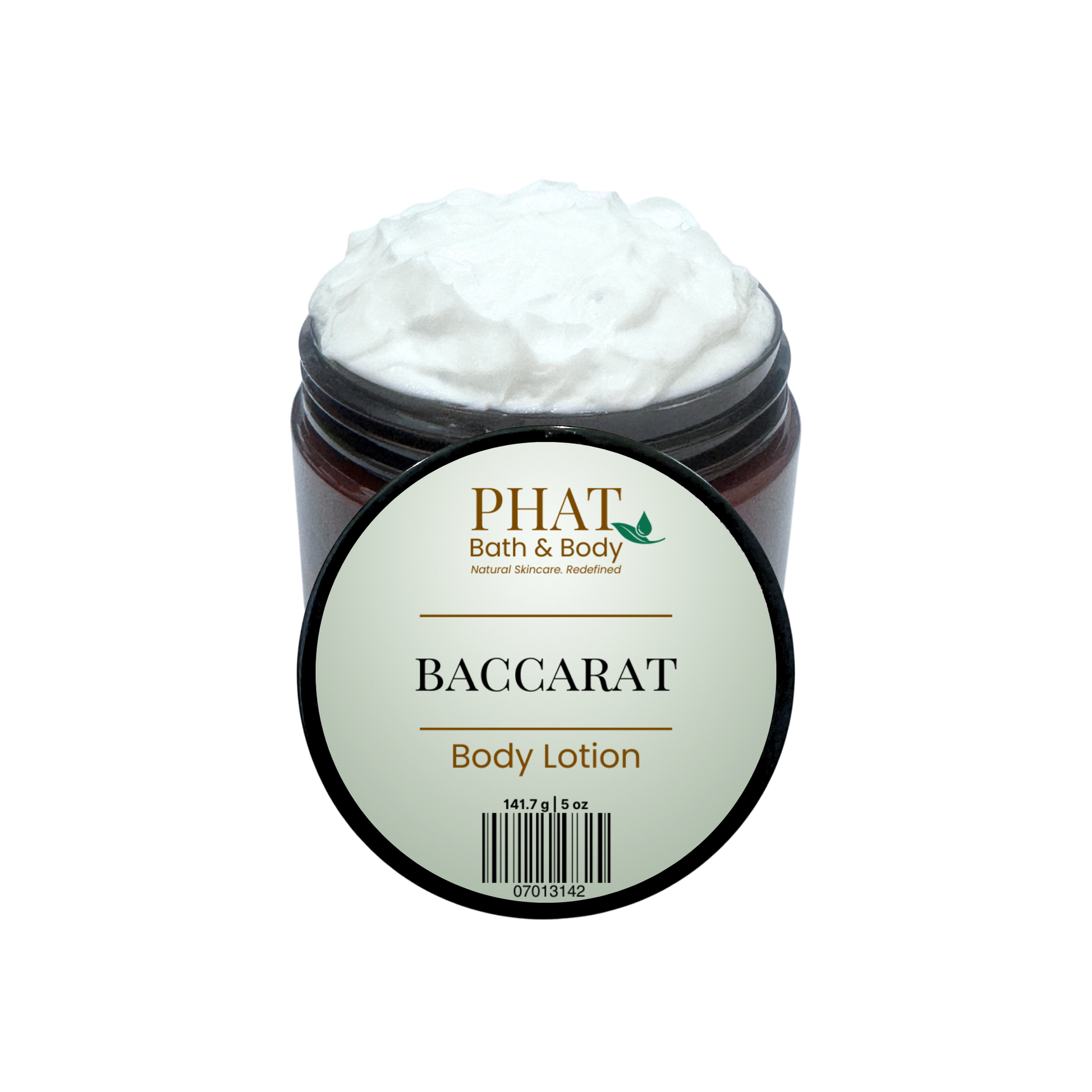 Jar of Baccarat body lotion from Phat Bath & Body on a white background