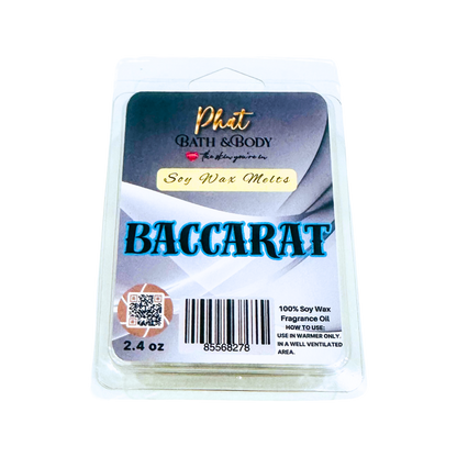 Pack of Phat Bath & Body Baccarat soy wax melts on a white background