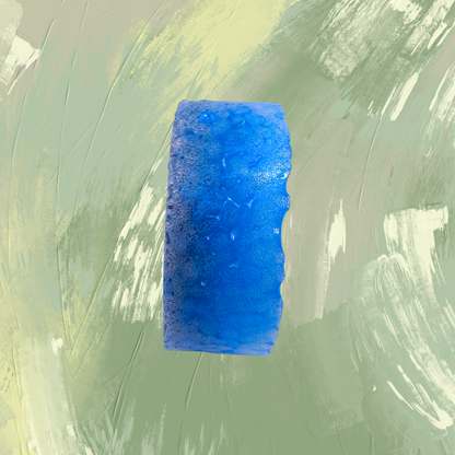 Blue freshie on a textured green and white background