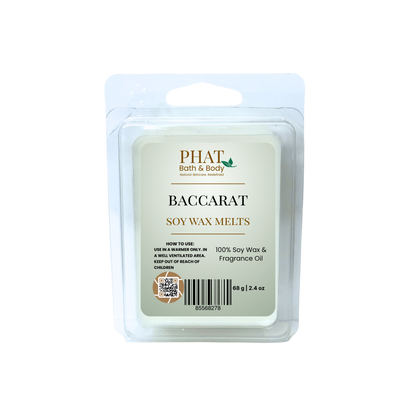 Baccarat soy wax melts packaging by Phat Bath & Body on a white background