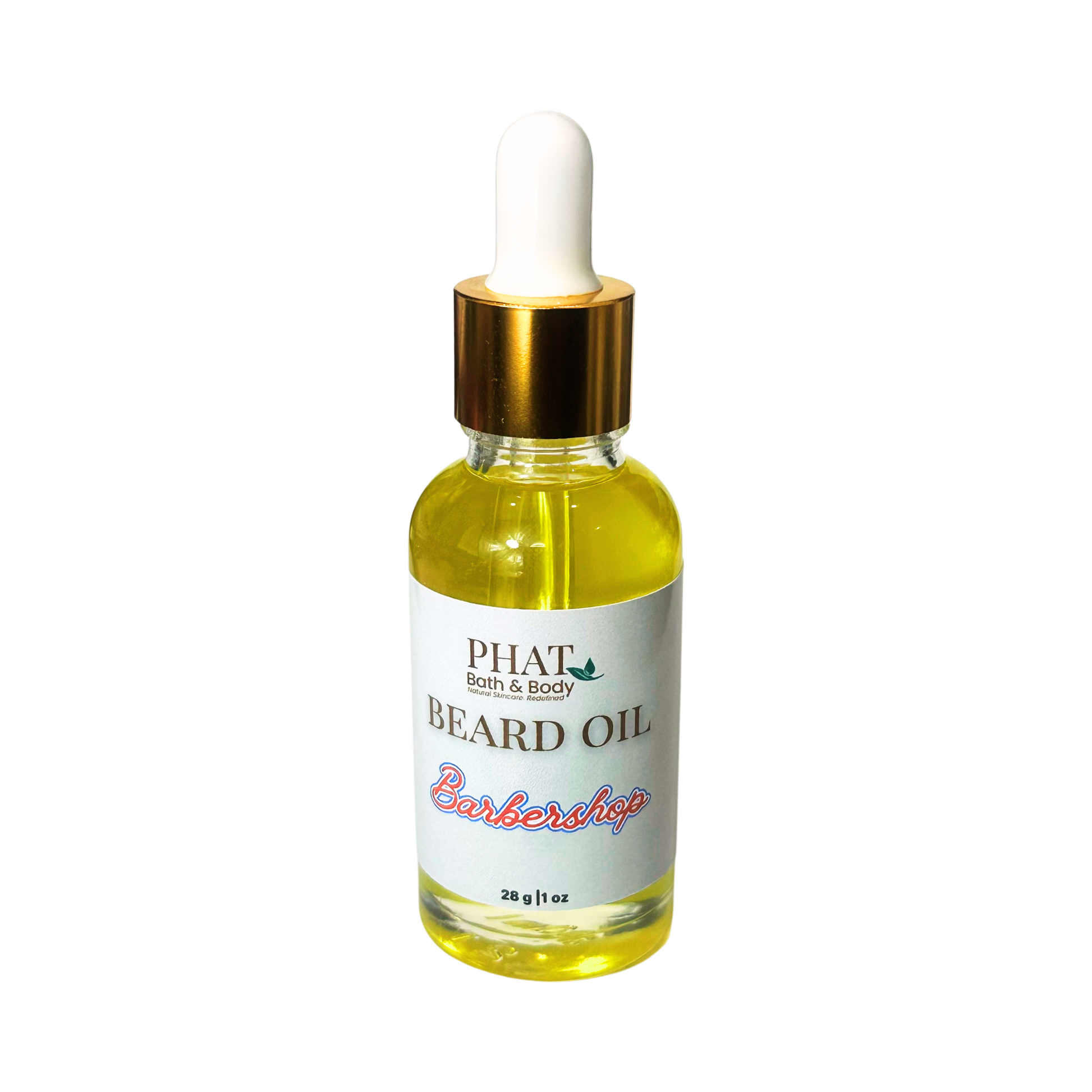 Bottle of Phat Bath & Body Beard Oil on a white background