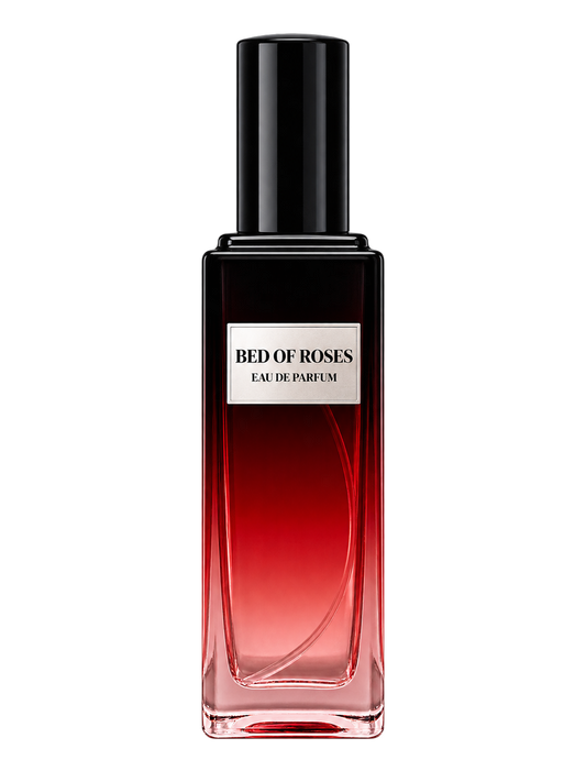 Bed of Roses women’s Eau de Parfum bottle with front label on a transparent background.