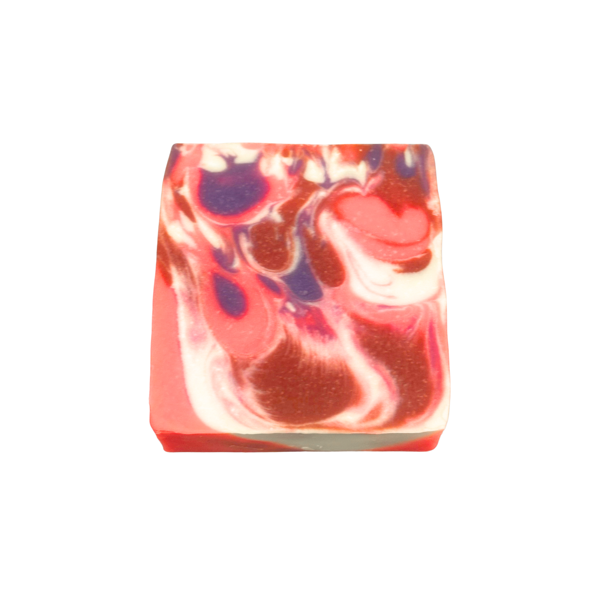 Colorful soap bar with heart design on a white background
