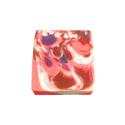 Colorful soap bar with heart design on a white background