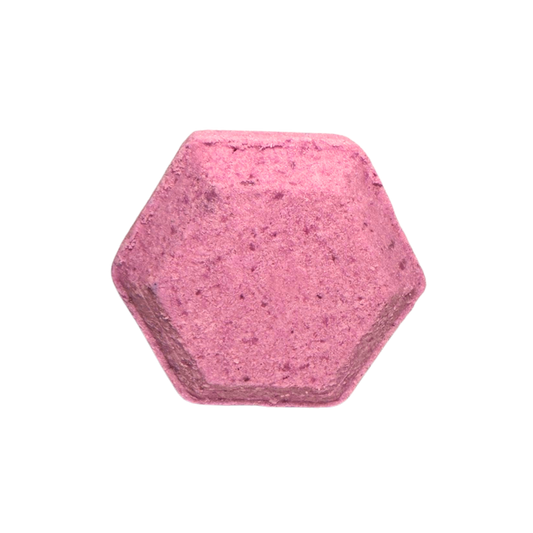 Hexagonal pink shower bomb on a white background