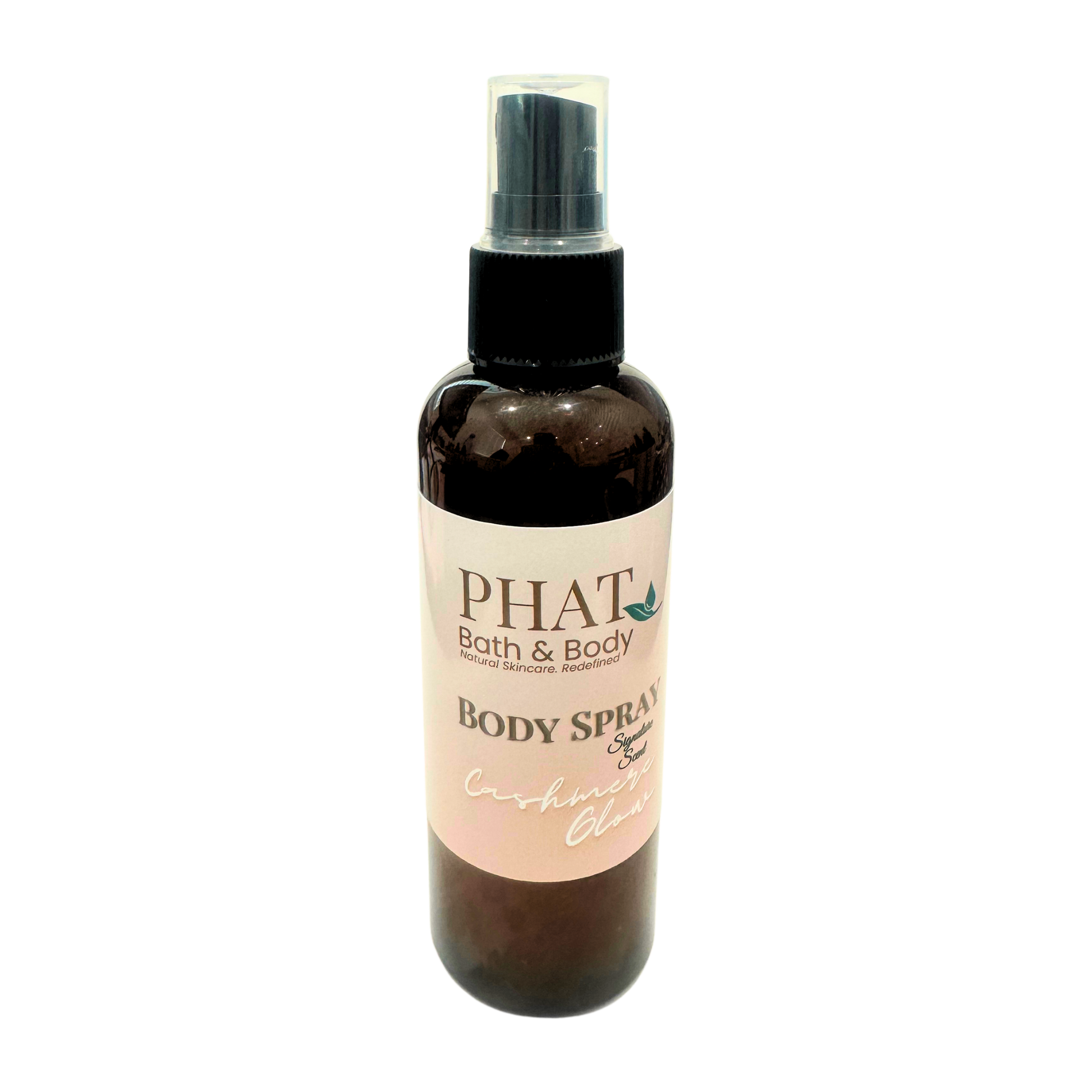 Body spray bottle with a visible label on a white background