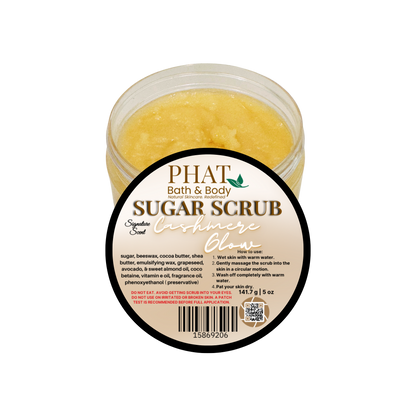 Jar of Phat Bath & Body sugar scrub with a white background