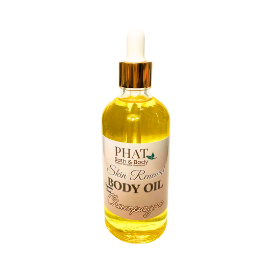 Bottle of Phat Bath & Body Skin Renewal Body Oil on a white background