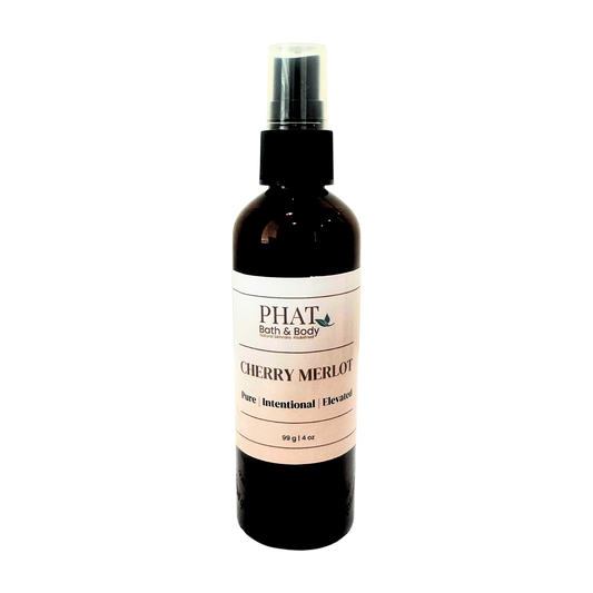 Bottle of 'Cherry Merlot' by Phat Bath & Body on a white background