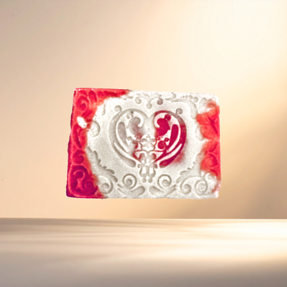 Decorative soap with intricate design on a beige background