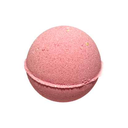 Pink bath bomb on a white background