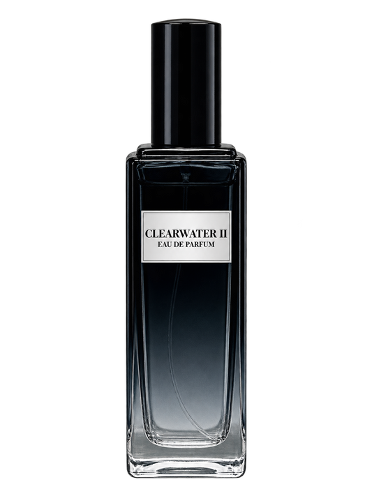 Clearwater II men’s Eau de Parfum bottle with front label on a transparent background.