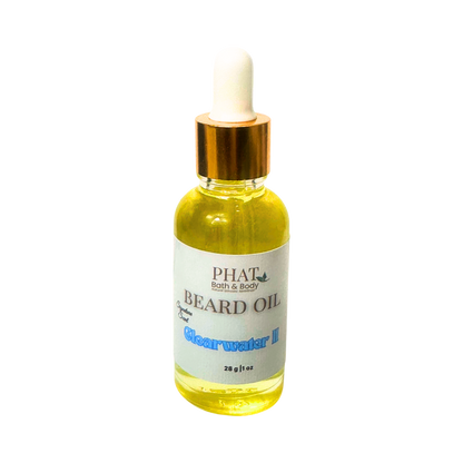 Bottle of Phat Bath & Body beard oil on a white background
