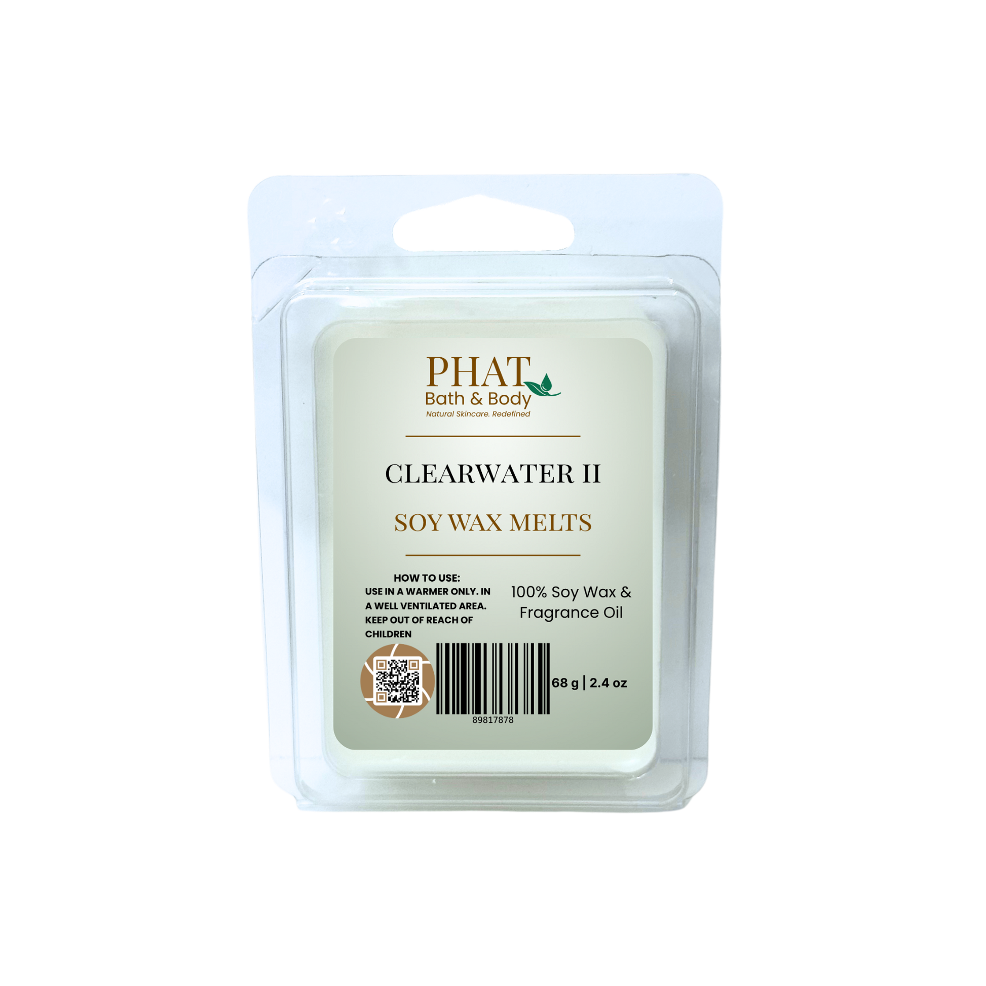 Phat Bath & Body Clearwater II soy wax melts packaging on a white background