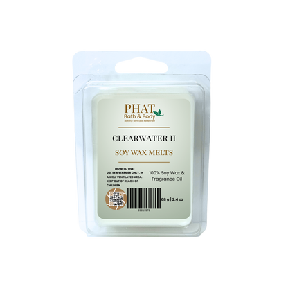 Phat Bath & Body Clearwater II soy wax melts packaging on a white background