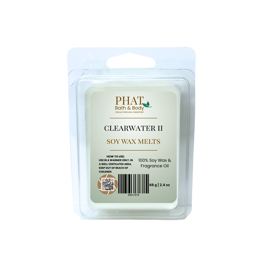 Phat Bath & Body Clearwater II soy wax melts packaging on a white background