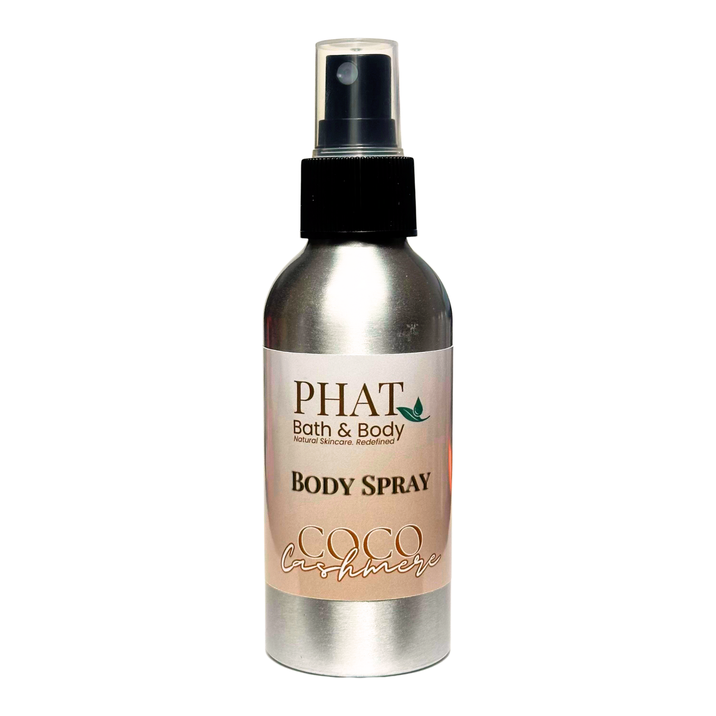 Body spray bottle with 'PHAT Bath & Body' label on a white background