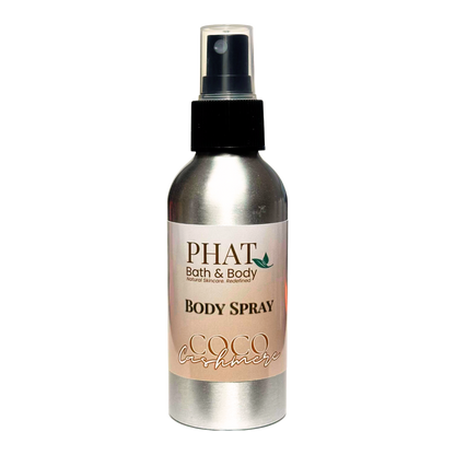 Body spray bottle with 'PHAT Bath & Body' label on a white background
