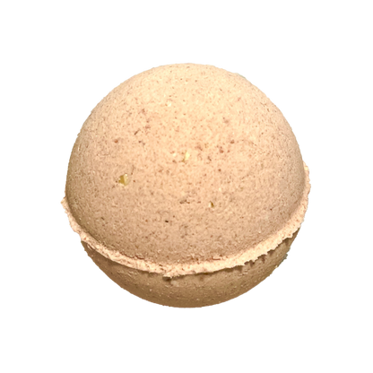 Beige bath bomb on a white background