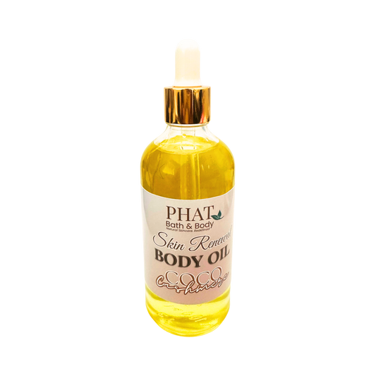 Bottle of Phat Bath & Body body oil on a white background