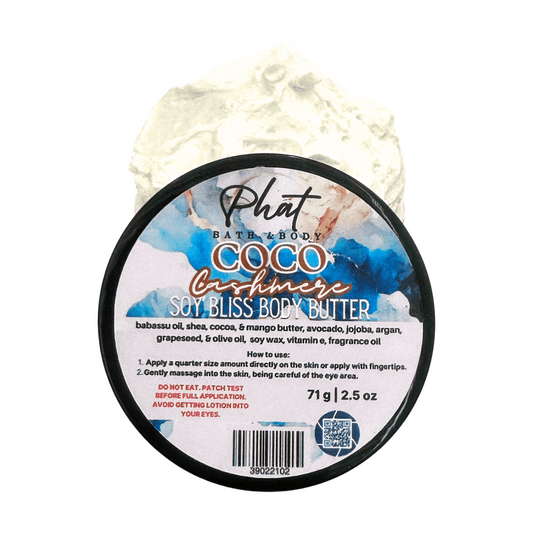 Coco Cashmere Body Butter container with label on a white background