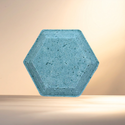 Hexagonal blue steamer on a beige background