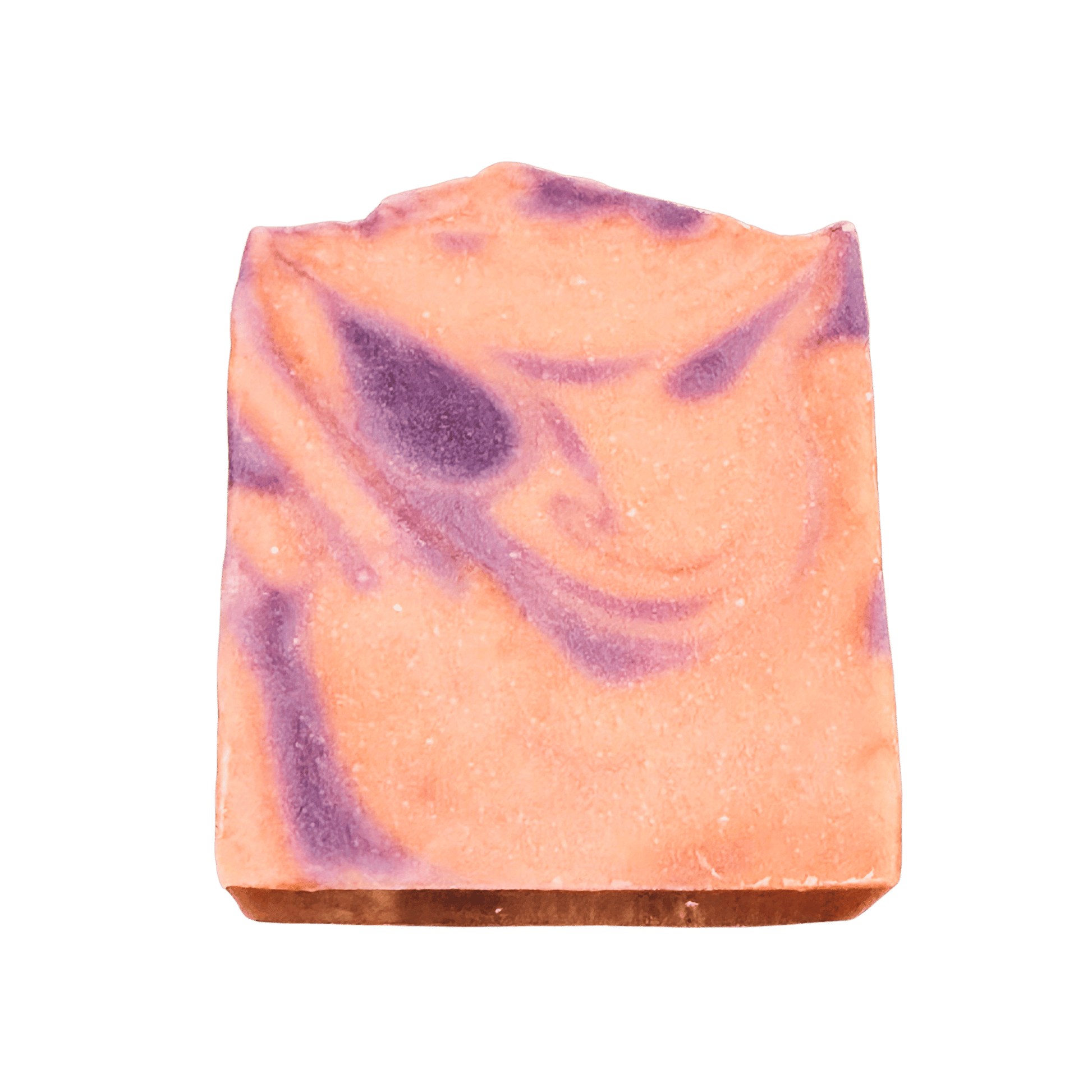 Swirled pink and purple soap bar on a white background