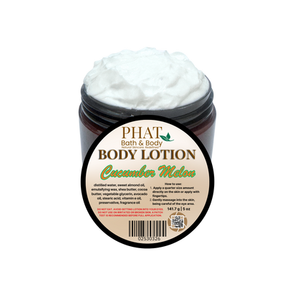 Jar of Phat Bath & Body Cucumber Melon body lotion on a white background