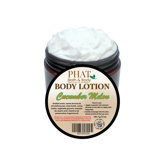 Jar of Phat Bath & Body Cucumber Melon body lotion on a white background