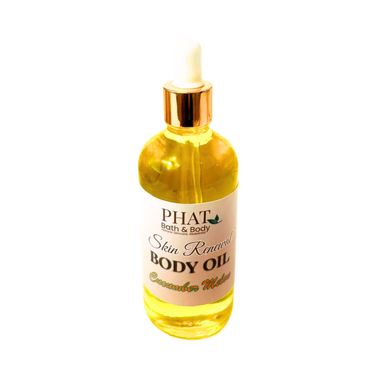Bottle of Phat Bath & Body body oil with a dropper on a white background