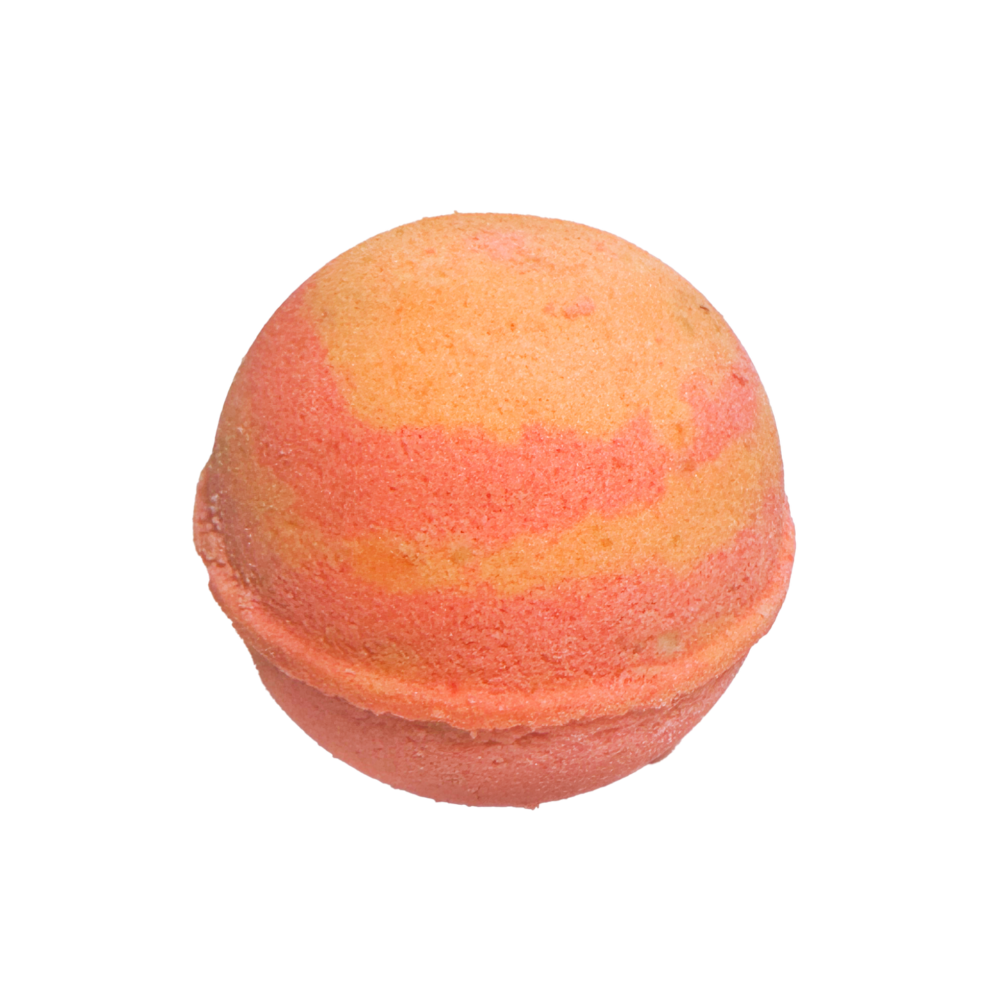 Orange and pink bath bomb on a white background