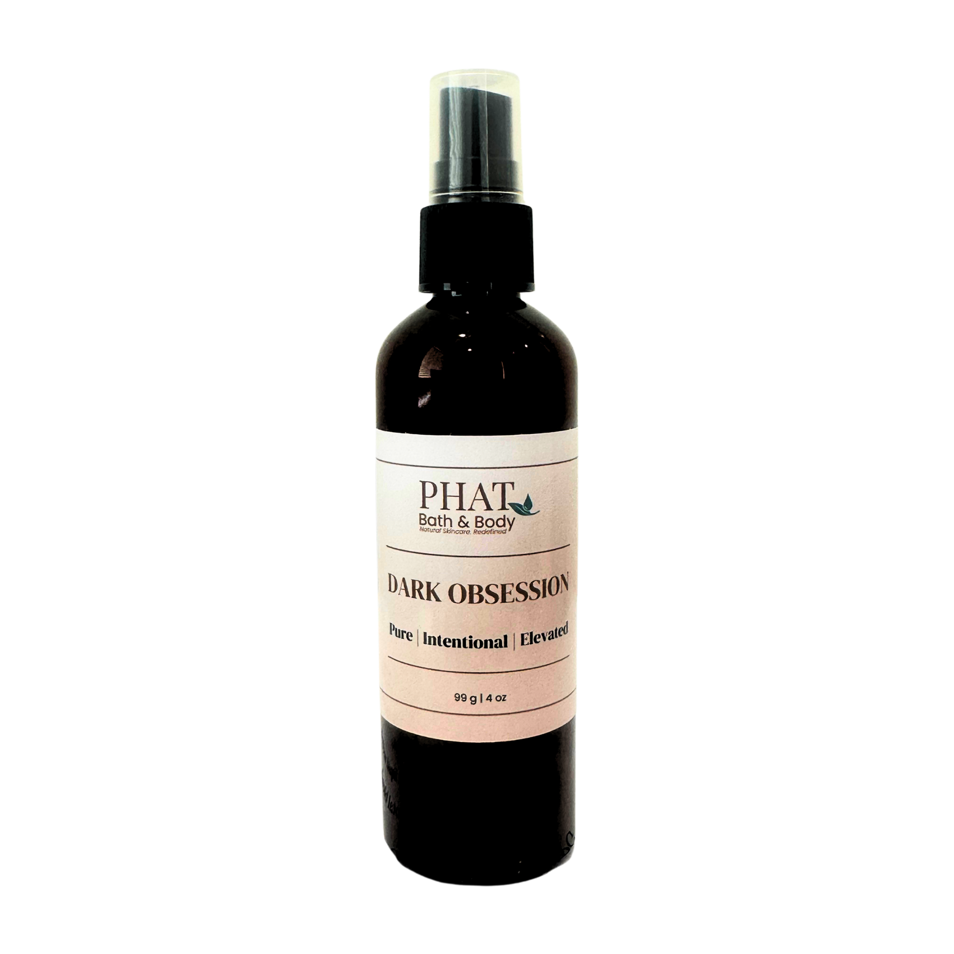 Bottle of 'Dark Obsession' by Phat Bath & Body on a white background