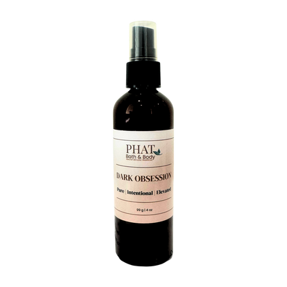 Bottle of 'Dark Obsession' by Phat Bath & Body on a white background