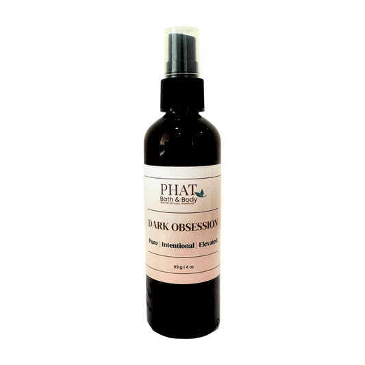 Bottle of 'Dark Obsession' by Phat Bath & Body on a white background