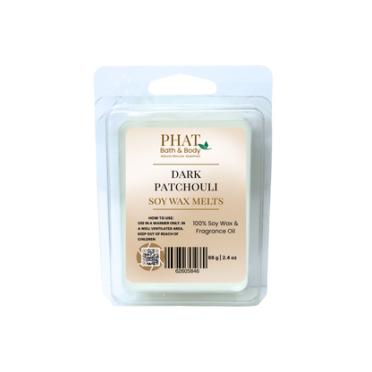 Pack of Phat Bath & Body Dark Patchouli soy wax melts on a white background