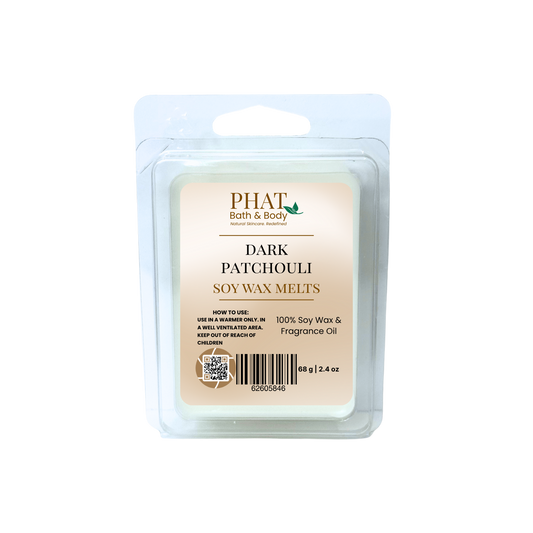 Pack of Phat Bath & Body Dark Patchouli soy wax melts on a white background