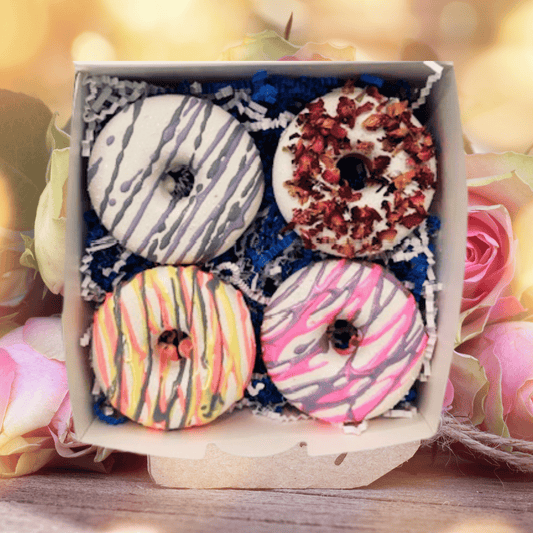 Doughnut Delight 4 Pack Bath Bomb Gift Box Set In Assorted Scents
