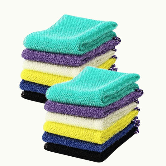 Exfoliating Bath Net with Rope Handles Back Scrubber in Assorted Colors