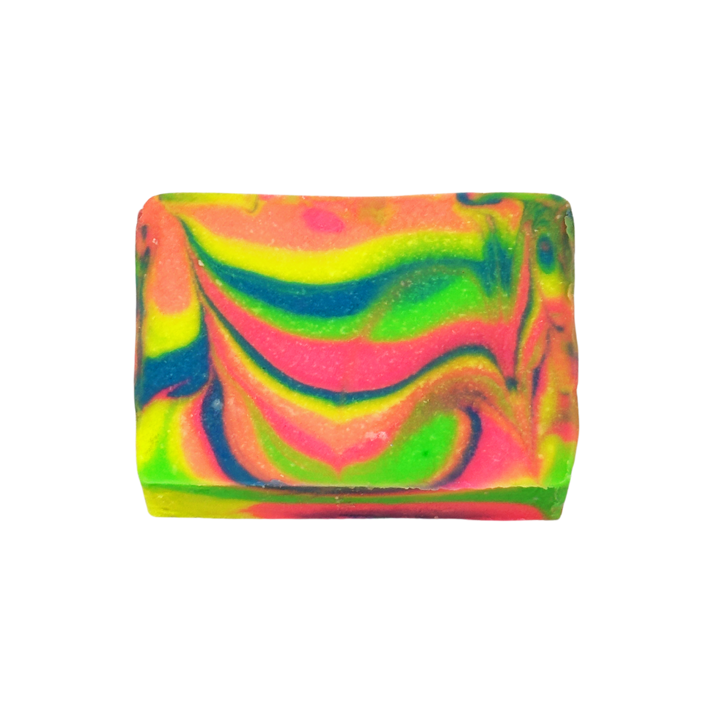 Colorful swirled soap bar on a white background