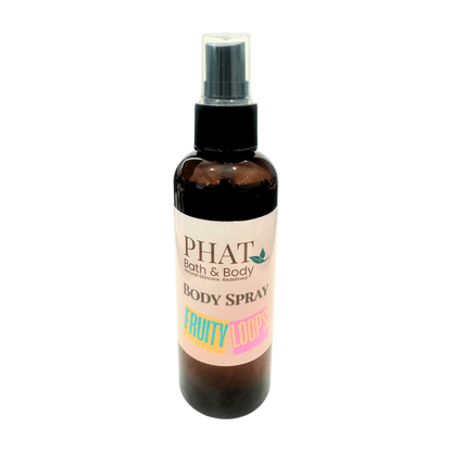 Body spray bottle with 'Phat Bath & Body' label on a white background