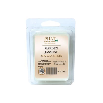 Garden Jasmine soy wax melts packaging with 'Phat Bath & Body' branding on a white background.