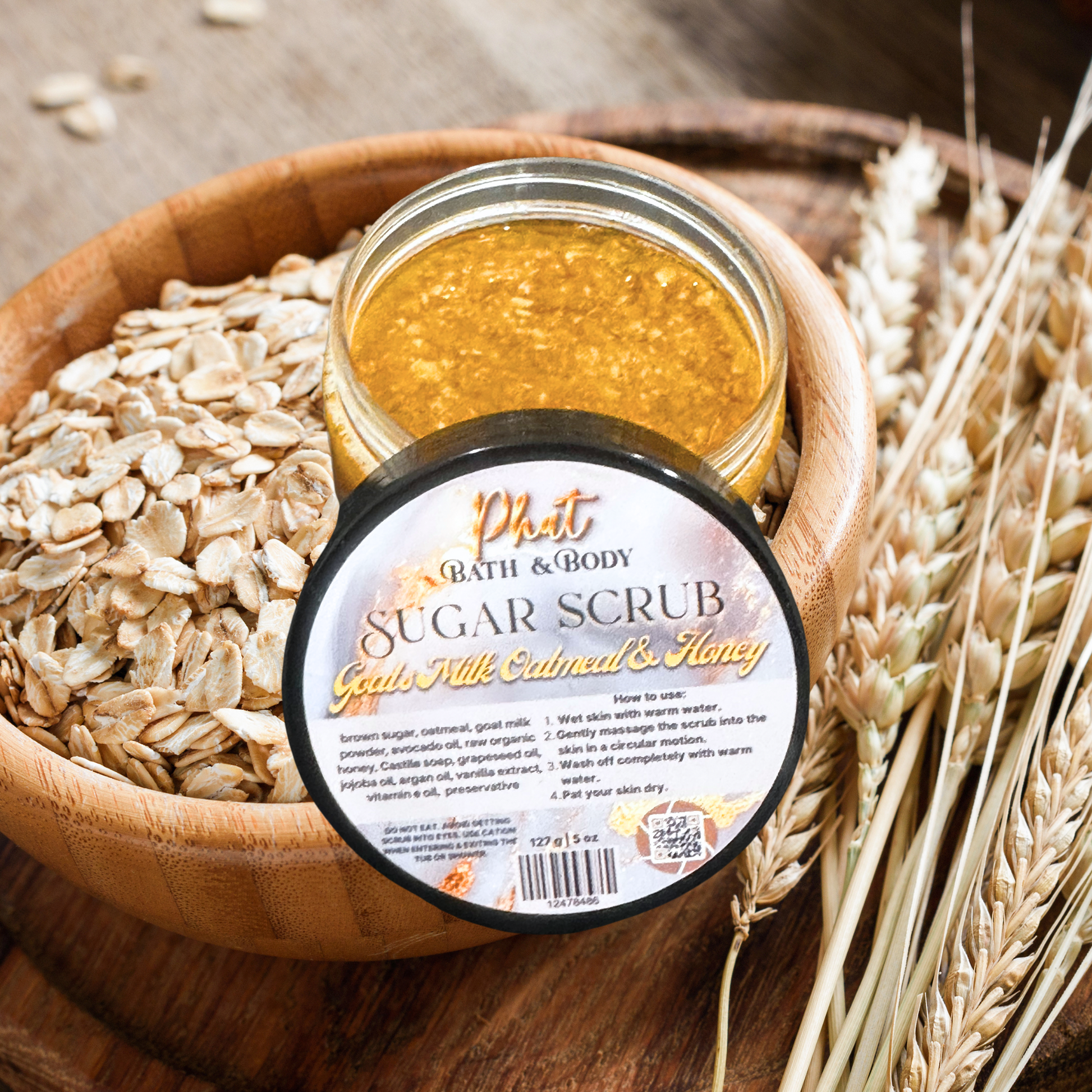 Goat's Milk Oatmeal Honey & Vanilla Natural Sugar Scrub with Avocado Oil | 5 oz