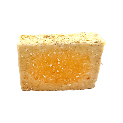 Bar of soap with a textured surface on a white background