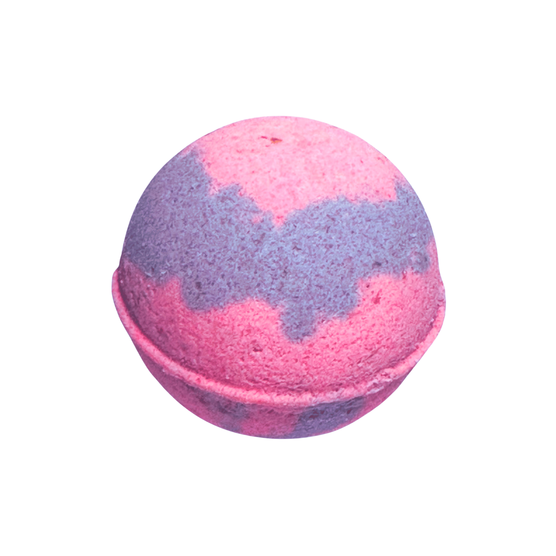 Pink and purple bath bomb on a white background