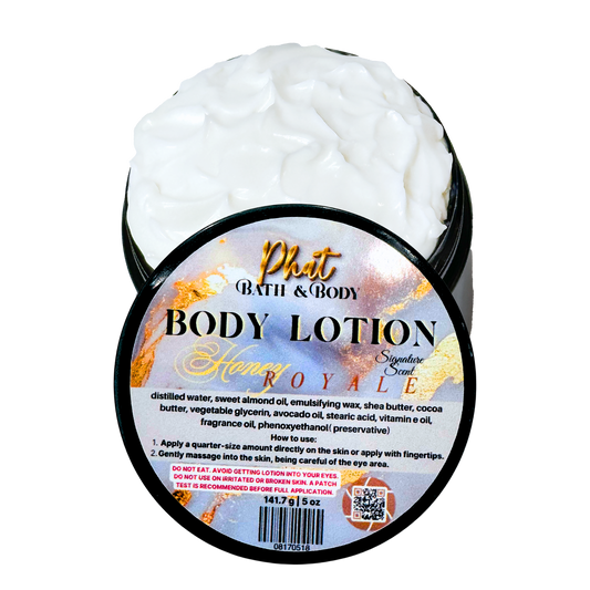 Body lotion jar with label on a white background
