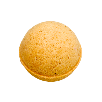 Yellow bath bomb on a white background